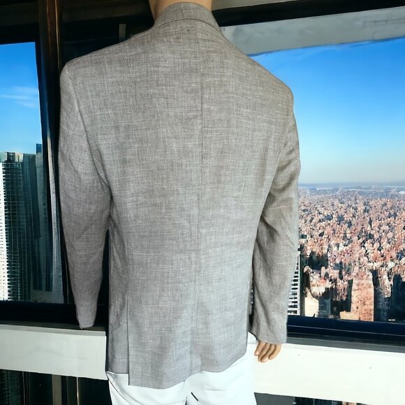 NWOT JOSEPH ABBOUD (M/L) 100% Linen Italian Fabric Herringbone in Beige - Picture 4 of 8